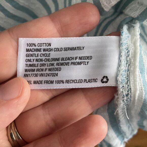 Universal Thread Casual Striped Short Baloon Sleeve Cotton Top with Ruffles - Picture 9 of 10